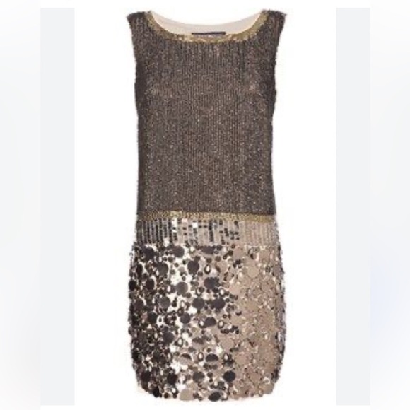 NWT French Connection beaded gold shift dress - Picture 1 of 6